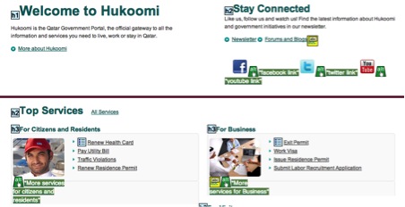 Accessibility of Hukoomi demonstrated through good markup and use of alternative text